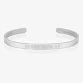 MantraBand Never Give Up Silver Bangle (BOLD)